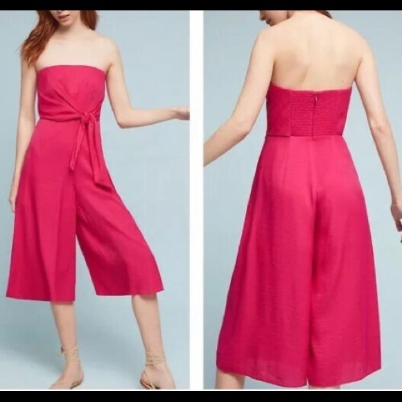 Maeve Hot Pink Strapless Jumpsuit Size 12 - Picture 7 of 7